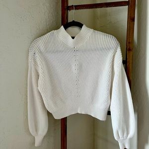 white crop sweater